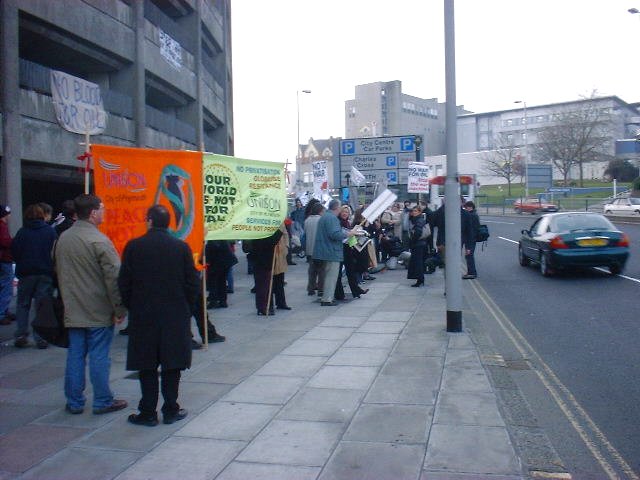 evening protest in Plymouth