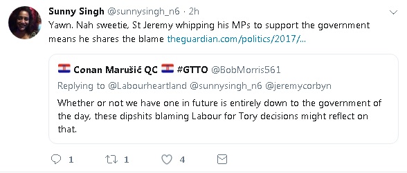 Yawn. Nah sweetie, St Jeremy whipping his MPs to support the government means he shares the blameg