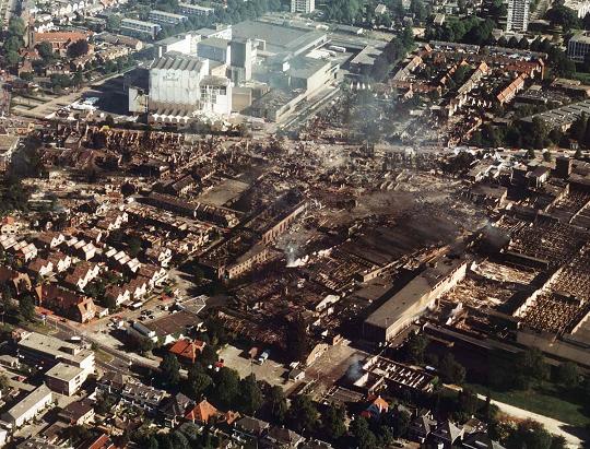 Enschede seen from the air after the fireworks disaster