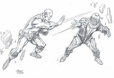 George Tuska drawing Iron Man v Kang