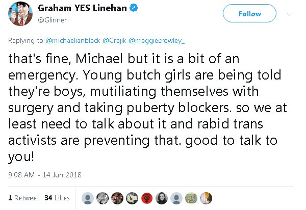 Graham Linehan being transphobic on Twitter