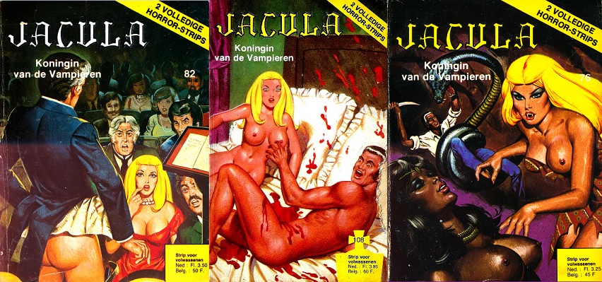 A selection of gory and sexy Jacula covers