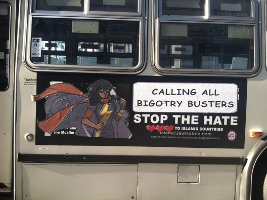 Ms Marvel used to deface Islamophobic bus ads in San Francisco