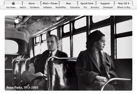 The famous picture of Rosa Parks in a bus with the Apple logo attached