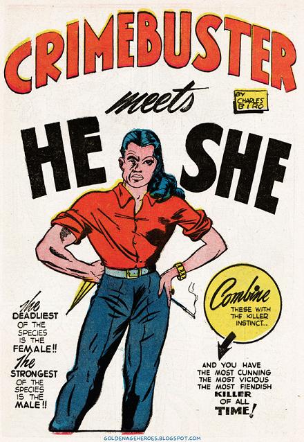 splash spage of Boy Comics #9, introducing He-She