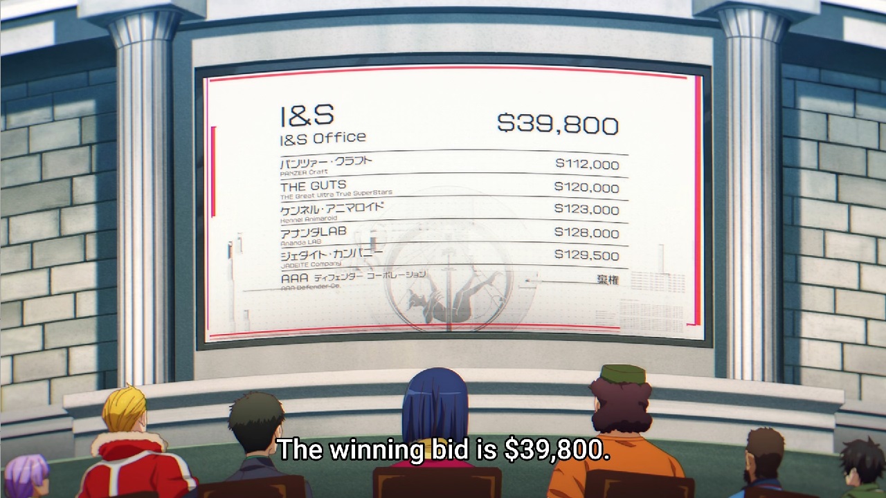 A screen shows that Shu underbid everybody by some 70,000 dollar
