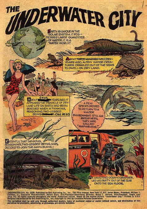introduction page of a Dell four color comic defaced by creationist