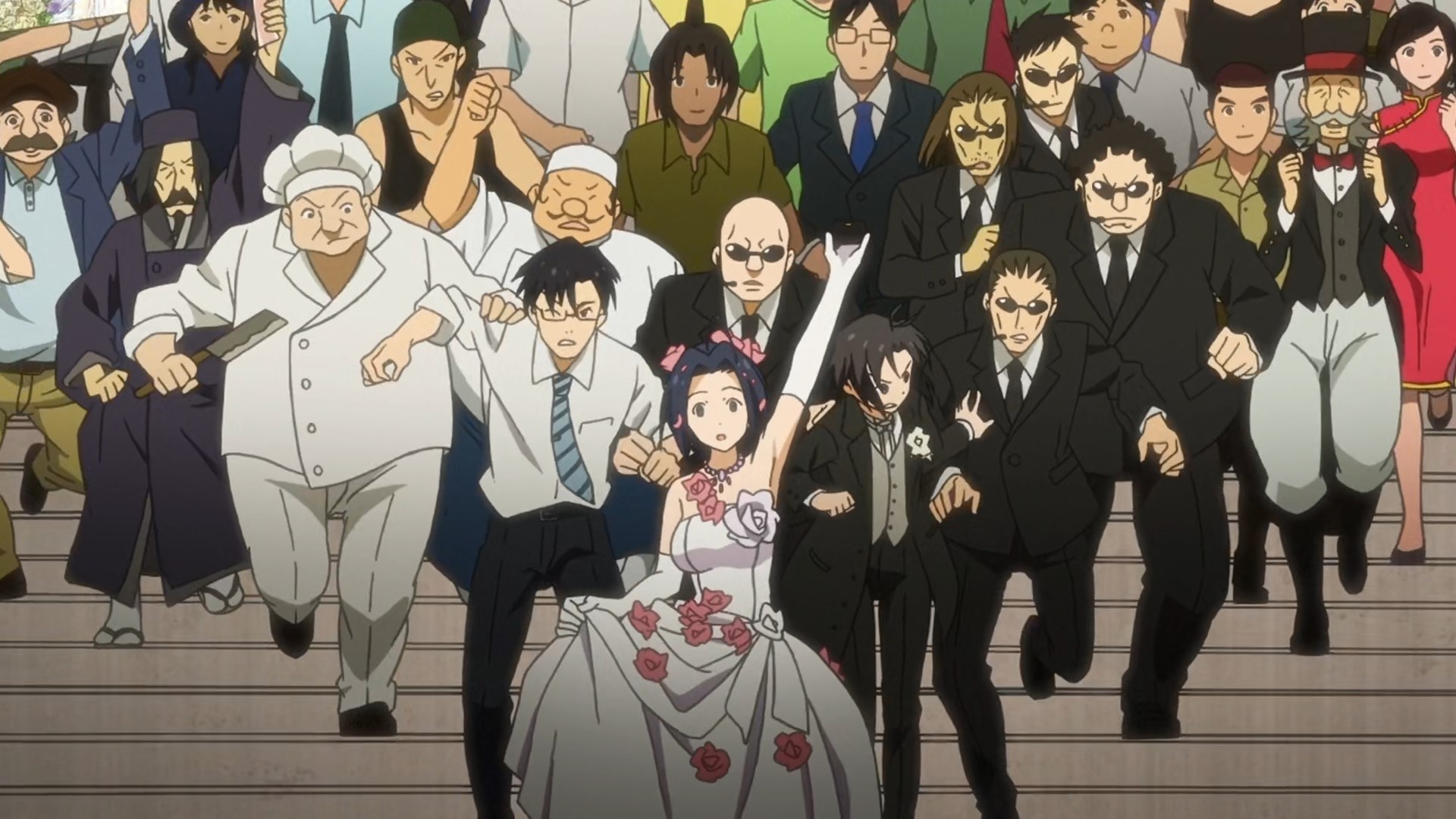 Everybody is chasing Azusa in her bridal wear