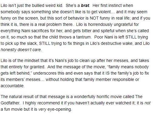 Apparantly Lilo is a brat and an abuser for being angry and upset her parents have died