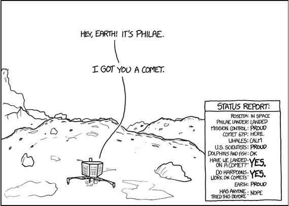 XKCD cartoon of Philae landed on the comet