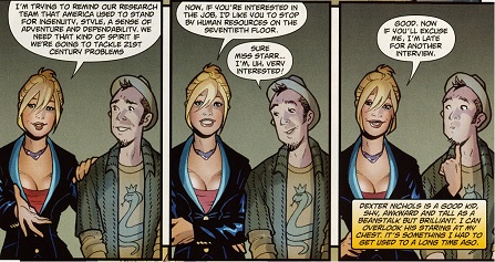 Power Girl subtly deals with somebody ogling her