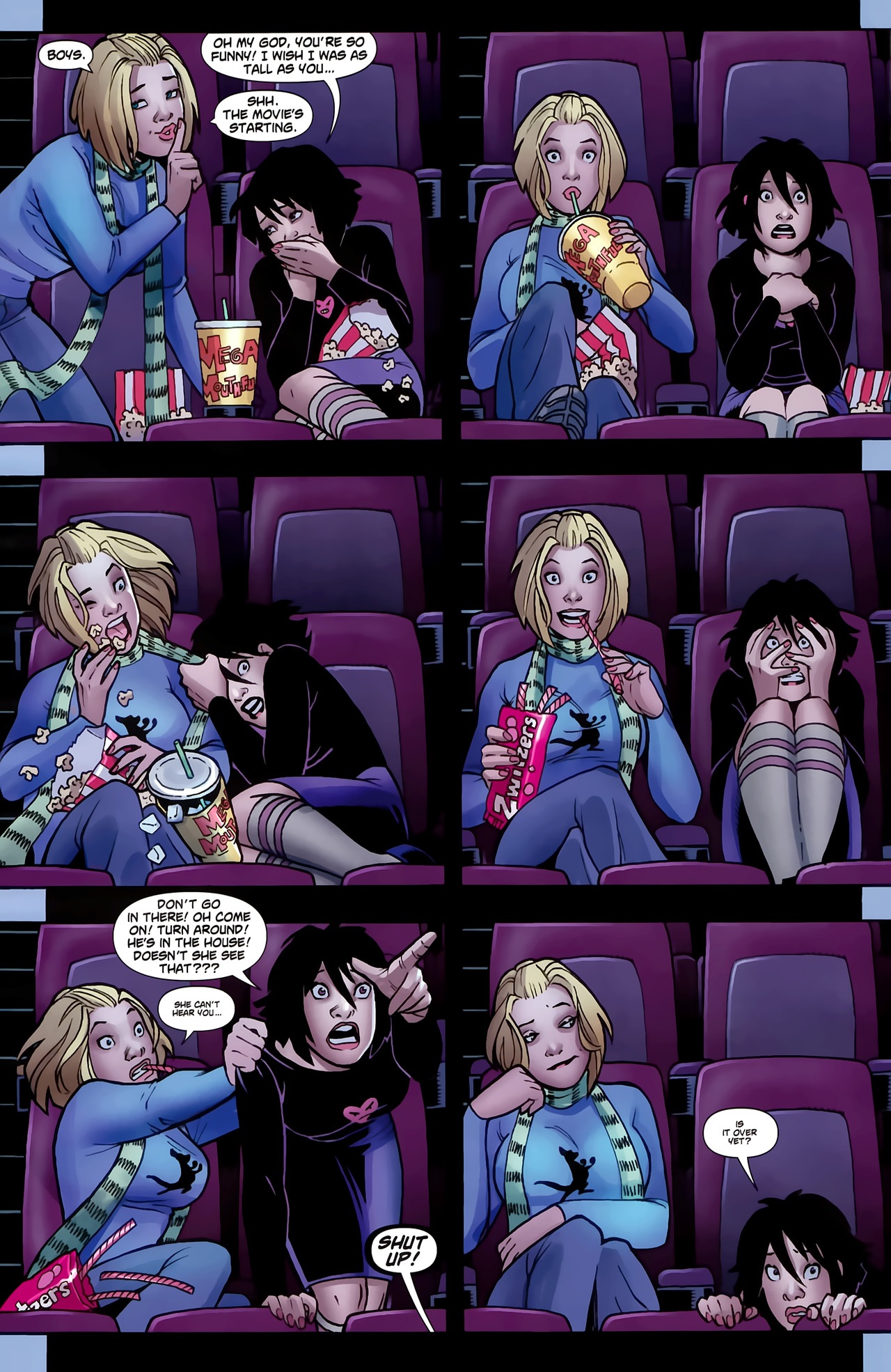 Power Girl and Terra enjoy a movie
