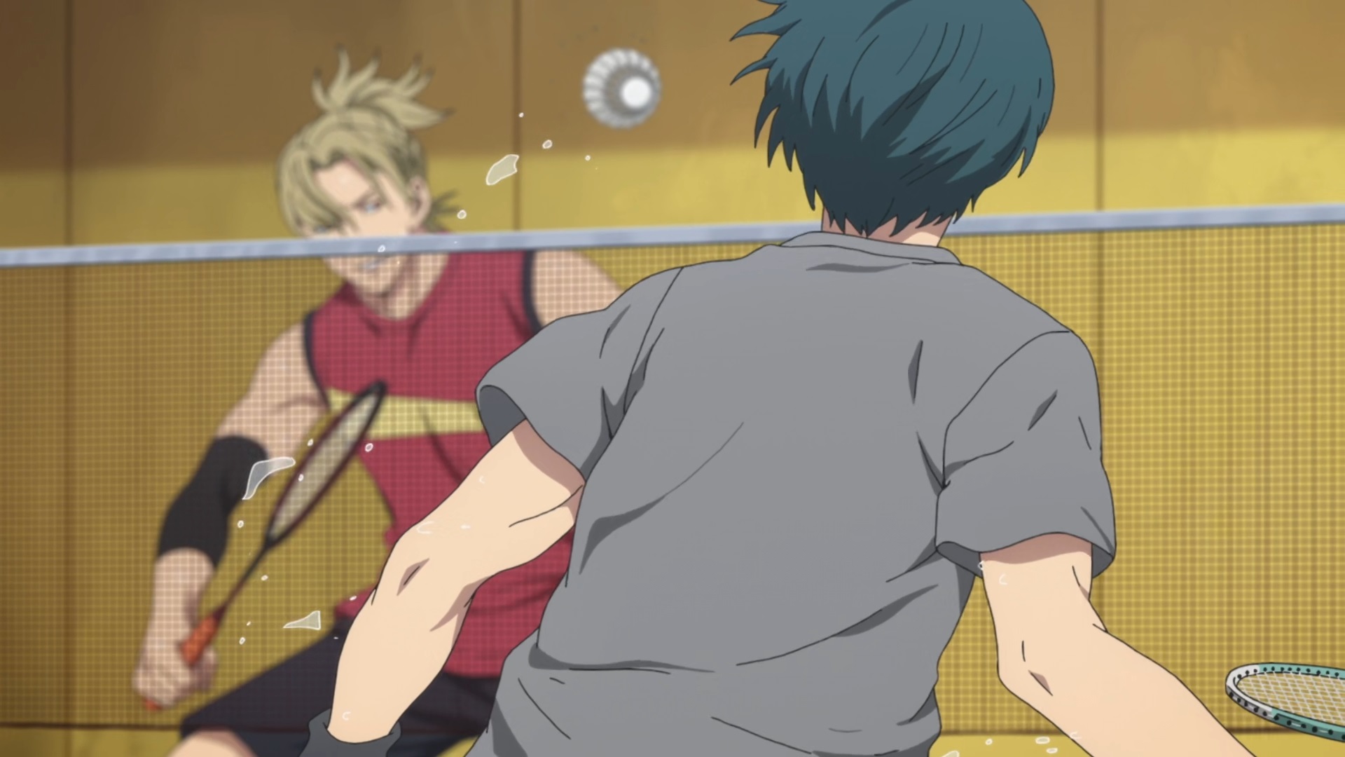 Mikoto playing a badminton match