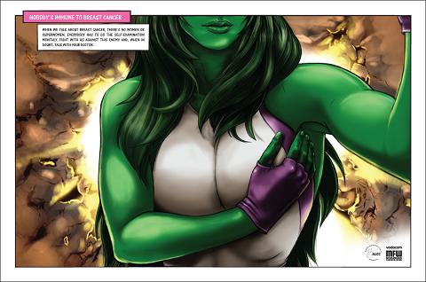 She-Hulk promoting breast cancer awareness