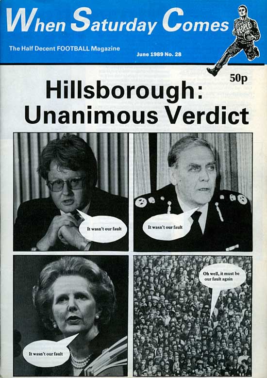 cover of the first edition of When Saturday Comes after the Hillsborough disaster